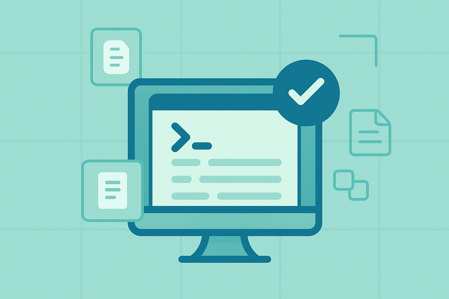 A stylized illustration of effective AI prompt engineering for educators, showing a computer monitor with a text prompt that has successfully generated documents for the classroom, signified by a large checkmark.